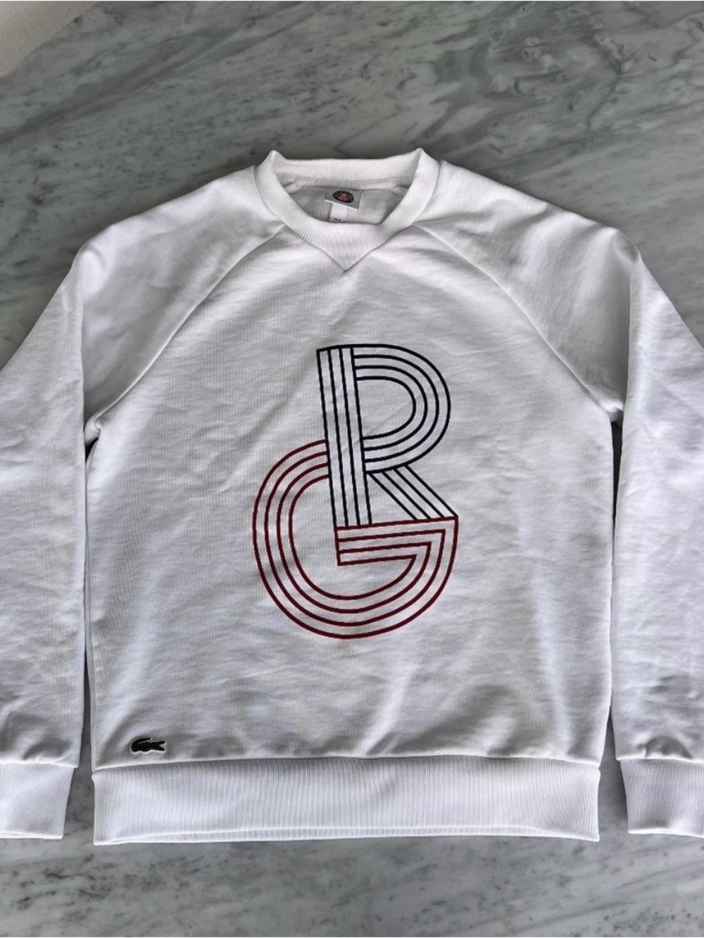 Lacoste Sport Roland Garros Limited E White Crewneck Sweatshirt with Graphic RG